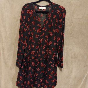 LOFT Black Red floral dress M
